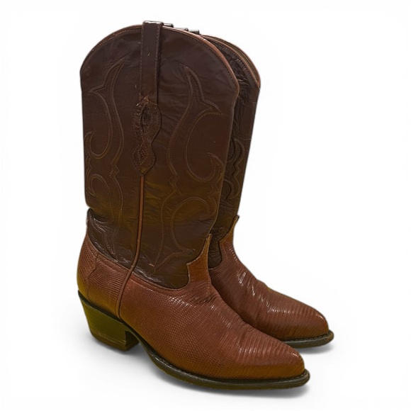 Los Altos Shoes - VTG Los Altos Geniune Lizard Brown Cowboy Boots Womens US‎ Size 6M Rodeo Western